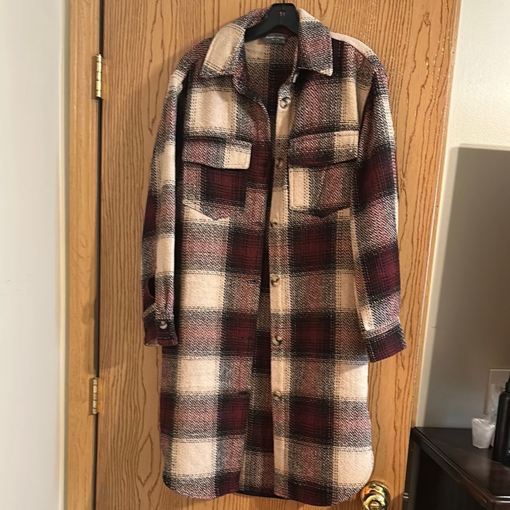 Sweet Lovely by Jen Plaid Long Shacket